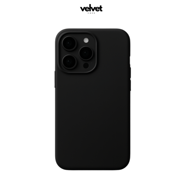 Coque en silicone noir pour série iPhone 15-16 (Plus/Pro/Pro Max)