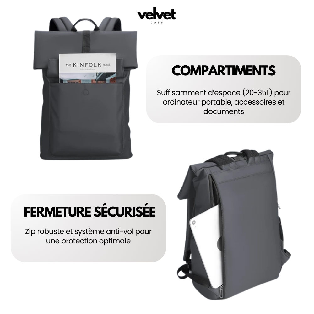 fiche description sac a dos etanche gris 2